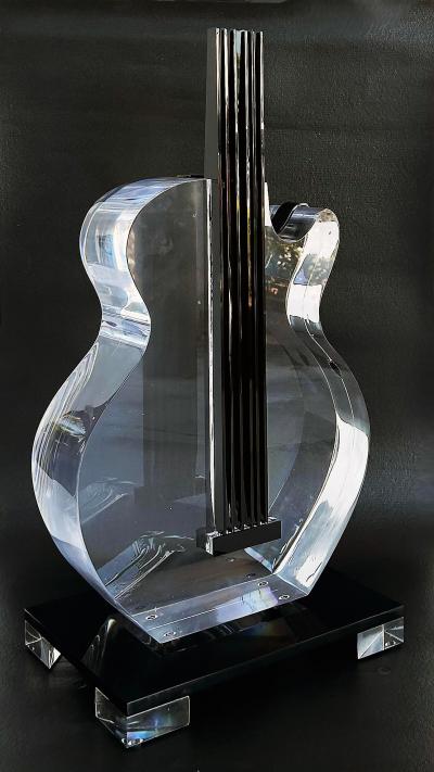  Iconic Design Gallery Custom Made 4 Thick Lucite Guitar Sculpture on Stand Signed Edition 1 10