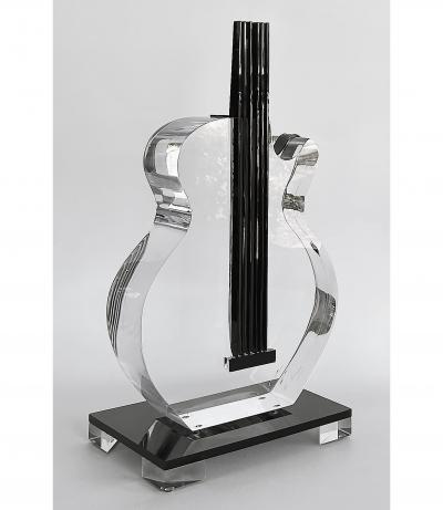  Iconic Design Gallery Custom Made 4 Thick Lucite Guitar Sculpture on Stand Signed Edition 1 10