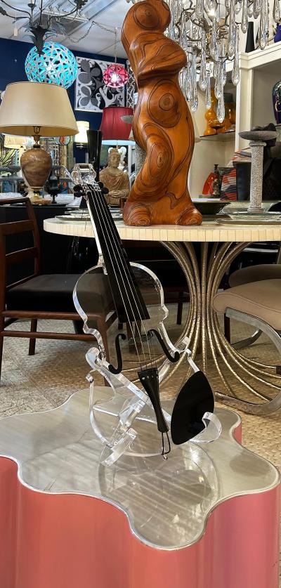 Iconic Design Gallery Custom Made Lucite Violin Sculpture on Stand Signed Numbered Edition 1 10