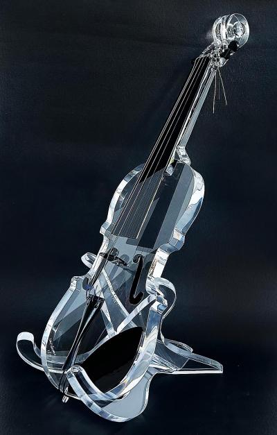  Iconic Design Gallery Custom Made Lucite Violin Sculpture on Stand Signed Numbered Edition 1 10