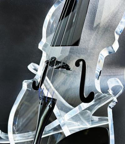  Iconic Design Gallery Custom Made Lucite Violin Sculpture on Stand Signed Numbered Edition 1 10
