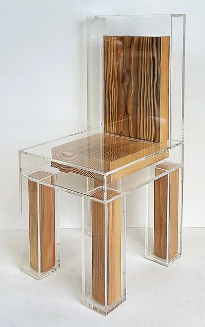  Iconic Design Gallery Custom Made Lucite and Wood Sculptural Chair