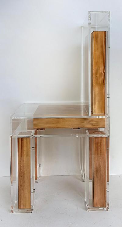  Iconic Design Gallery Custom Made Lucite and Wood Sculptural Chair