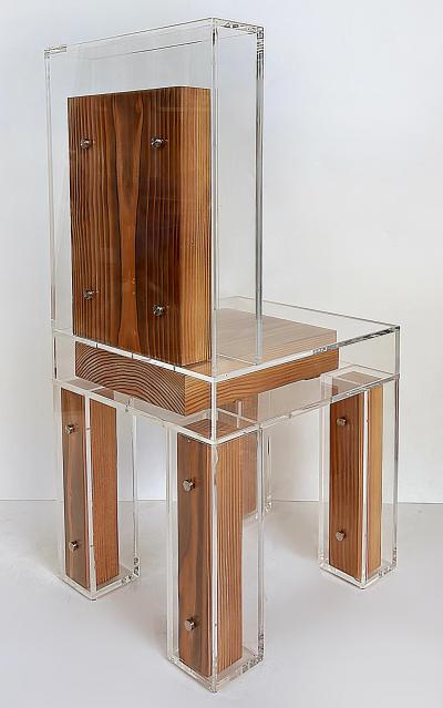  Iconic Design Gallery Custom Made Lucite and Wood Sculptural Chair