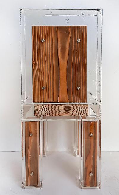  Iconic Design Gallery Custom Made Lucite and Wood Sculptural Chair