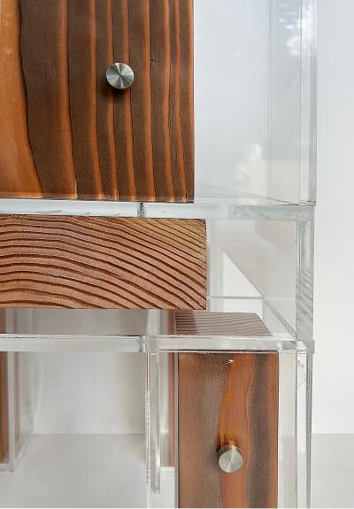  Iconic Design Gallery Custom Made Lucite and Wood Sculptural Chair