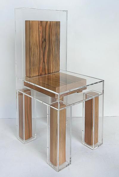  Iconic Design Gallery Custom Made Lucite and Wood Sculptural Chair