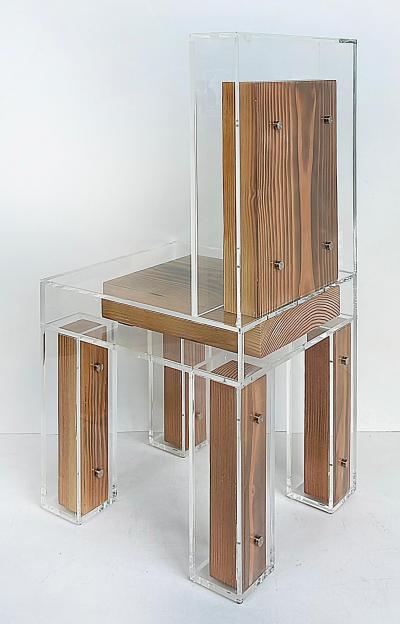  Iconic Design Gallery Custom Made Lucite and Wood Sculptural Chair
