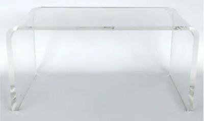  Iconic Design Gallery Custom Order Lucite Waterfall Table with Curved Sides