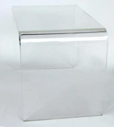  Iconic Design Gallery Custom Order Lucite Waterfall Table with Curved Sides