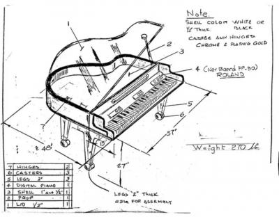  Iconic Design Gallery Custom made Lucite Acrylic Baby Grand Piano and Bench by Iconic Design Gallery