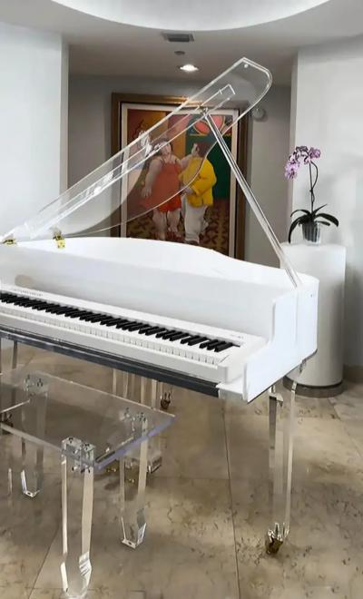  Iconic Design Gallery Custom made Lucite Acrylic Baby Grand Piano and Bench by Iconic Design Gallery