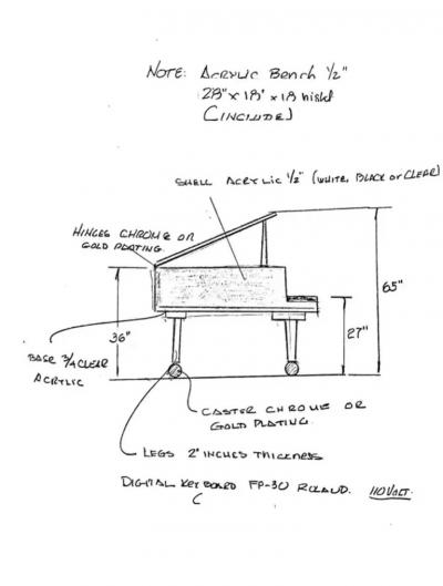  Iconic Design Gallery Custom made Lucite Acrylic Baby Grand Piano and Bench by Iconic Design Gallery