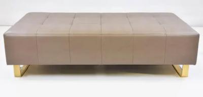 Iconic Design Gallery Le Jeune Upholstery Brando Bench Floor Model in Brass and Quilted Vinyl