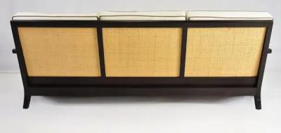 Iconic Design Gallery Le June Upholstery 3 Seat Club Havana Sofa Floor Model Walnut Finished Mahogany
