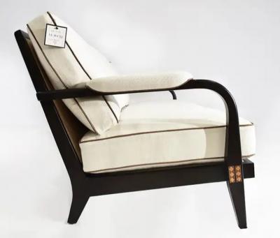 Iconic Design Gallery Le June Upholstery 3 Seat Club Havana Sofa Floor Model Walnut Finished Mahogany