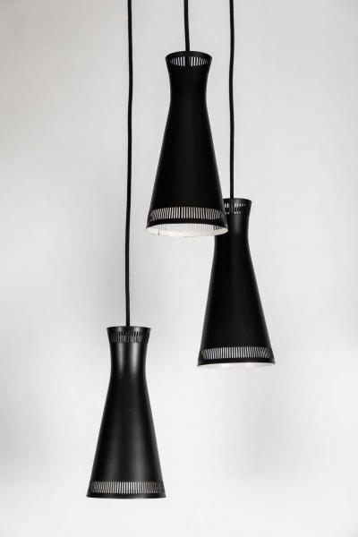  Idman Oy 1950s Mauri Almari 3 Shade Cascading Chandelier for Idman Oy Finland