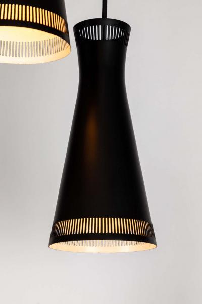  Idman Oy 1950s Mauri Almari 3 Shade Cascading Chandelier for Idman Oy Finland