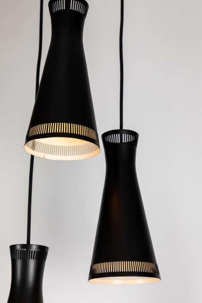  Idman Oy 1950s Mauri Almari 3 Shade Cascading Chandelier for Idman Oy Finland