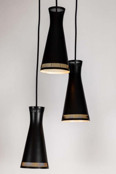  Idman Oy 1950s Mauri Almari 3 Shade Cascading Chandelier for Idman Oy Finland