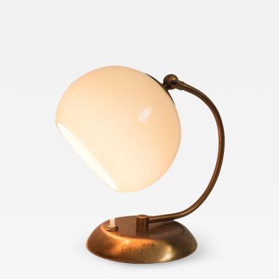  Idman Oy 1950s Mauri Almari Brass and Opaline Glass Table Lamp for Idman Oy