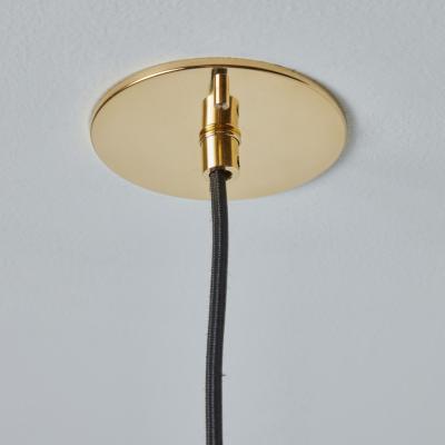  Idman Oy 1960s Opaline Glass and Brass Geometric Pendant Lamp Attributed to Mauri Almari