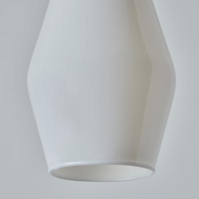  Idman Oy 1960s Opaline Glass and Brass Geometric Pendant Lamp Attributed to Mauri Almari