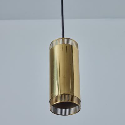  Idman Oy 1960s Perforated Brass Cylindrical Pendant Attributed to Mauri Almari for Idman