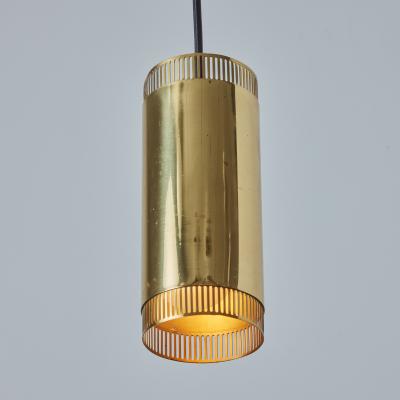  Idman Oy 1960s Perforated Brass Cylindrical Pendant Attributed to Mauri Almari for Idman