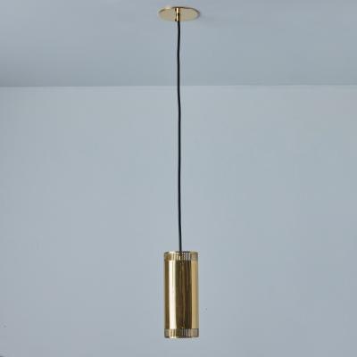  Idman Oy 1960s Perforated Brass Cylindrical Pendant Attributed to Mauri Almari for Idman