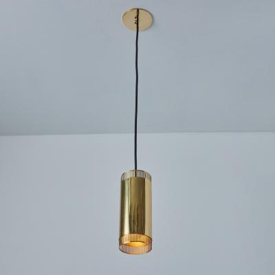  Idman Oy 1960s Perforated Brass Cylindrical Pendant Attributed to Mauri Almari for Idman