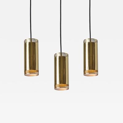  Idman Oy 1960s Perforated Brass Cylindrical Pendant Attributed to Mauri Almari for Idman