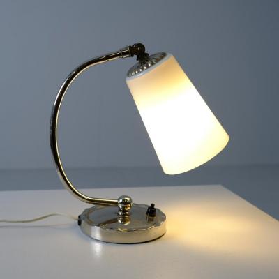  Idman Oy Art Deco Table Wall Lamp in Chromed and Opaline Glass Idman 1940s