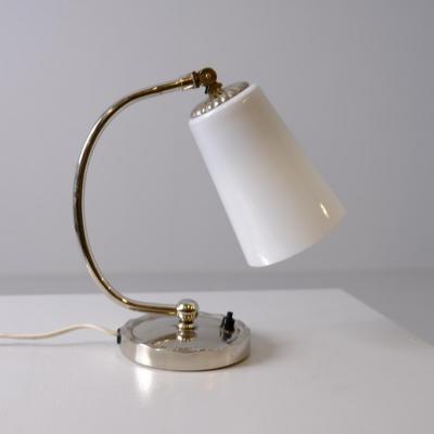  Idman Oy Art Deco Table Wall Lamp in Chromed and Opaline Glass Idman 1940s