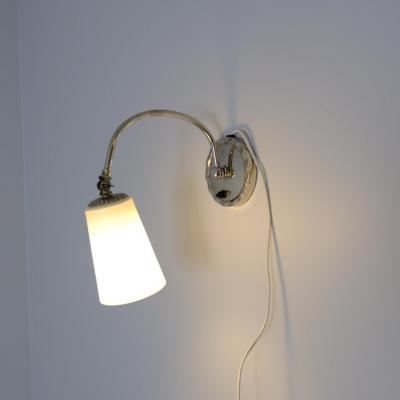  Idman Oy Art Deco Table Wall Lamp in Chromed and Opaline Glass Idman 1940s