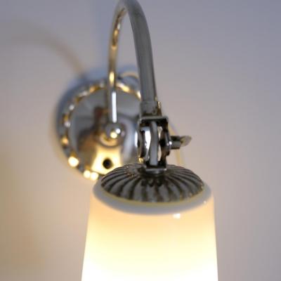  Idman Oy Art Deco Table Wall Lamp in Chromed and Opaline Glass Idman 1940s