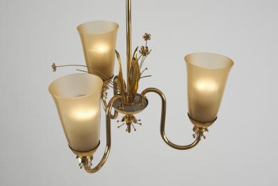  Idman Oy Brass Chandelier with Floral Decoration for Idman Oy Finland ca 1950s