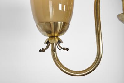  Idman Oy Brass Chandelier with Floral Decorations for Idman Finland 1950s