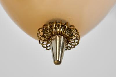  Idman Oy Brass and Amber Tinted Glass Hanging Lamp by Idman Finland Mid 20th century