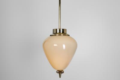  Idman Oy Brass and Amber Tinted Glass Hanging Lamp by Idman Finland Mid 20th century