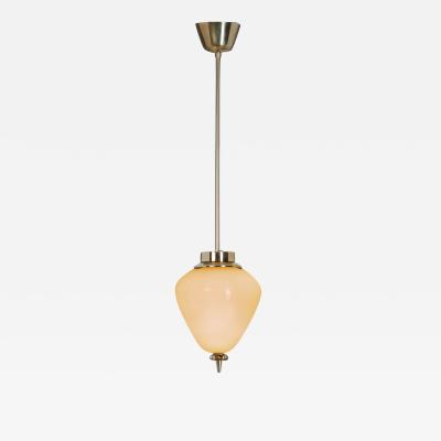  Idman Oy Brass and Amber Tinted Glass Hanging Lamp by Idman Finland Mid 20th century