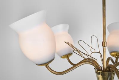  Idman Oy Brass and Opal Glass Chandelier for Idman Oy Finland Mid 20th Century