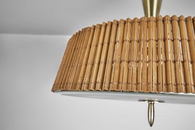  Idman Oy Ceiling Lamp with Rattan Shade by Idman Finland Mid 20th Century