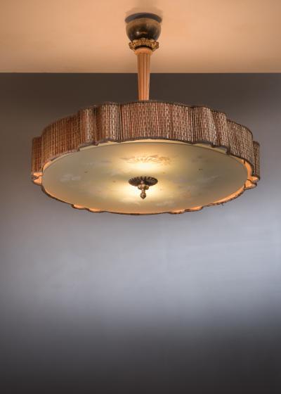  Idman Oy Gunnel Nyman rare painted glass pendant