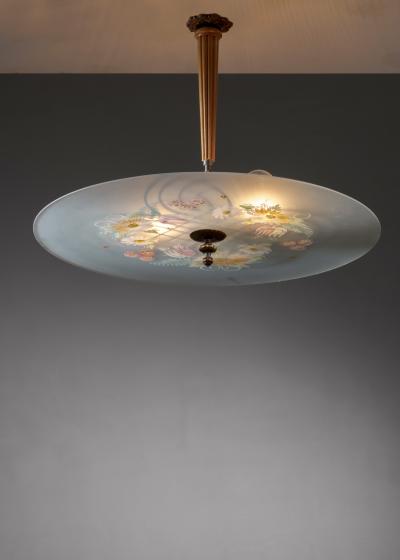  Idman Oy Gunnel Nyman rare painted glass pendant