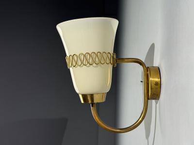  Idman Oy Mauri Almari Wall Lights Brass Glass Finland 1960s