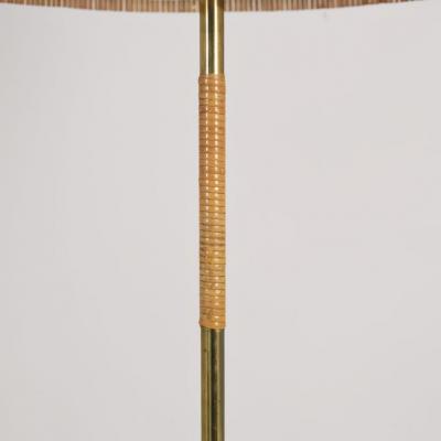 Idman Oy Mid century Brass Rattan Floor Lamp Model 62047 Idman 1940s 50s