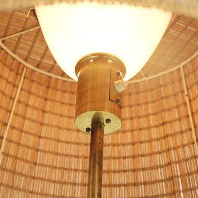  Idman Oy Mid century Brass Rattan Floor Lamp Model 62047 Idman 1940s 50s