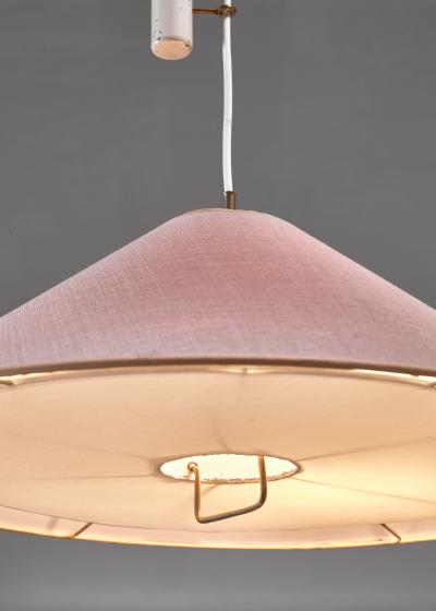  Idman Oy Paavo Tynell Pendant With Counterweight And Fabric Shade And Diffuser Finland