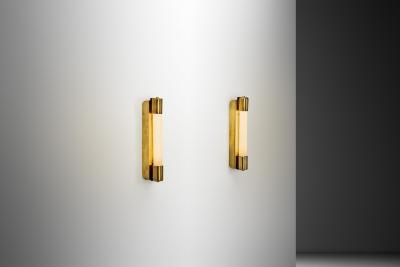  Idman Oy Pair of Brass Model 71032 Wall Lamps by Mauri Almari for Idman Finland 1950s